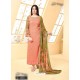 Peach Pure Chiffon Embroidered Suit