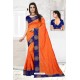 Orange Faux Silk Embroidered Saree