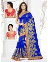 Royal Blue Embroidered Saree