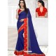 Navy Blue Faux Georgette Embroidered Saree