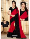 Red Faux Georgette Embroidered Saree