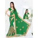 Green Faux Georgette Embroidered Saree