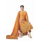 Yellow Cotton Maserein Embroidered Suit