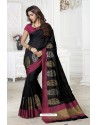 Incredible Black Raw Silk Saree