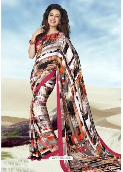 Spectacular Multi Colour Crepe Printed Saree