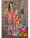 Unbelievable Multi Colour Crepe Printed Saree