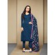 Observable Peacock Blue Cotton Embroidered Suit