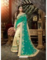 Exceptional Aqua Mint Art Silk Embroidered Saree