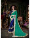 Amazing Blue Georgette Embroidered Saree