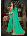 Incredible Green Georgette Embroidered Saree