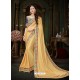 Glowing Cream Georgette Embroidered Saree