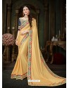Glowing Cream Georgette Embroidered Saree