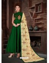 Green Silk Embroidered Anarkali Suit