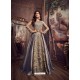 Grey Pure Silk Embroidered Floor Length Suit