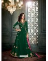Green Georgette Embroidered Floor Length Suit