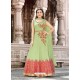 Sea Green Cotton Embroidered Floor Length Suit