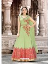 Sea Green Cotton Embroidered Floor Length Suit