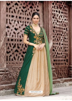 Green Embroidered Floor Length Suit