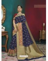 Blue Banarasi Silk Designer Saree