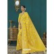 Lemon Banarasi Silk Designer Saree