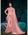 Magical Baby Pink Embroidered Saree