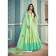 Parrot Green Barfi Silk Embroidered Floor Length Suit