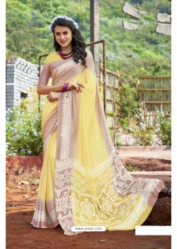 Lemon Moss Georgette Casual Saree