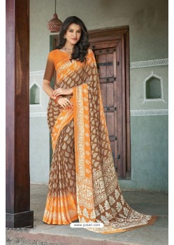 Orange Moss Georgette Casual Saree