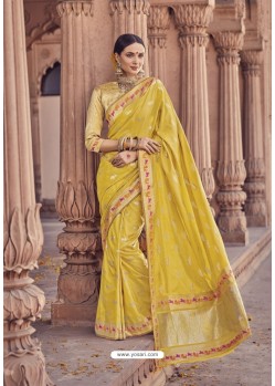 Yellow Banarasi Silk Saree