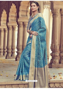 Blue Banarasi Silk Saree