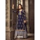 Navy Blue Georgette Embroidered Suit
