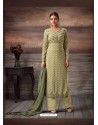 Olive Green Georgette Embroidered Suit