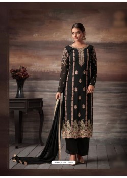 Black Georgette Embroidered Suit