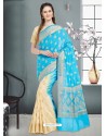 Wonderful Turquoise Banarasi Silk Saree