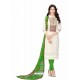 Lustrous Off White Camric Cotton Chikan Work Suit