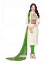 Lustrous Off White Camric Cotton Chikan Work Suit