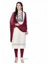 Marvelous Off White Camric Cotton Chikan Work Suit