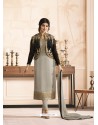 Silver Georgette Embroidered Suit