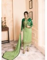 Parrot Green Georgette Embroidered Suit