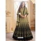Olive Green Tapeta Silk Embroidered Floor Length Suit