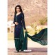 Navy Blue Crepe Embroidered Suit