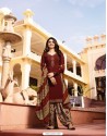 Wine Crepe Embroidered Suit