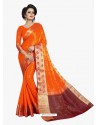 Glamorous Orange Banarasi Silk Saree