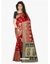 Astonishing Crimson Banarasi Silk Saree