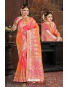 Peach Two Tone Art Silk Saree