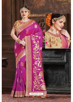 Magenta Two Tone Art Silk Saree