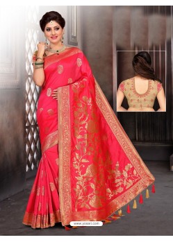 Dark Peach Two Tone Art Silk Saree