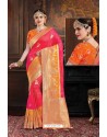 Dark Peach Two Tone Art Silk Saree