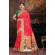 Dark Peach Two Tone Art Silk Saree