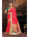 Dark Peach Two Tone Art Silk Saree